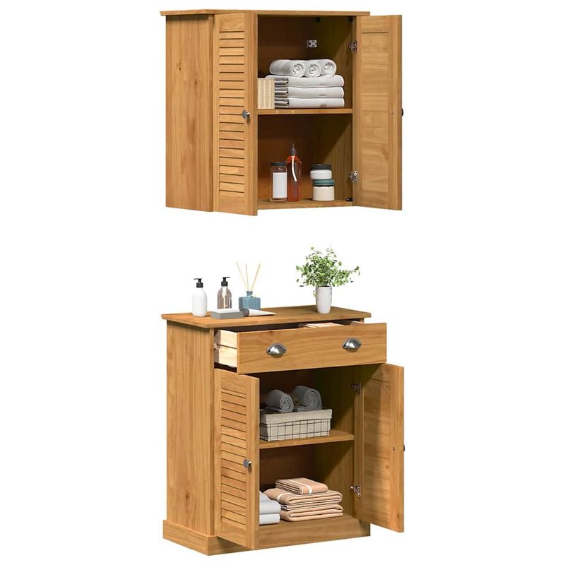 Casa si Gradina - Mobilier - Mobilier baie - Corpuri baie - Set de mobilier pentru baie 2 pcs Maro 67.5 x 34 x 80 cm - Infinity.ro