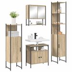 Casa si Gradina - Mobilier - Seturi de mobilier - Seturi baie - Set de mobilier pentru baie cu raft Pe perete cu depozitare cu oglinda 4 pcs Stejar sonoma - Infinity.ro
