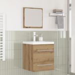 Casa si Gradina - Mobilier - Seturi de mobilier - Seturi baie - Set de mobilier pentru baie cu sertar Pe perete cu depozitare cu oglinda 2 pcs Stejar negru - Infinity.ro