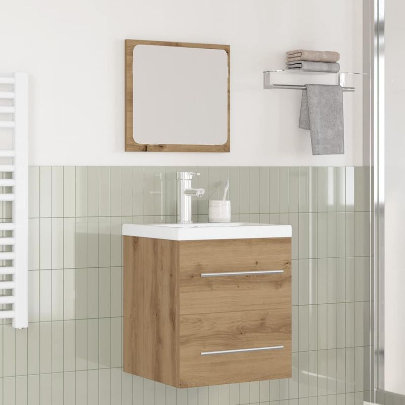 Casa si Gradina - Mobilier - Seturi de mobilier - Seturi baie - Set de mobilier pentru baie cu sertar Pe perete cu depozitare cu oglinda 2 pcs Stejar negru - Infinity.ro