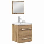 Casa si Gradina - Mobilier - Seturi de mobilier - Seturi baie - Set de mobilier pentru baie cu sertar Pe perete cu depozitare cu oglinda 2 pcs Stejar negru - Infinity.ro