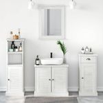 Casa si Gradina - Mobilier - Seturi de mobilier - Seturi baie - Set de mobilier pentru baie cu sertar cu raft Pe perete cu depozitare cu usa cu oglinda 3 pcs alb antichizat - Infinity.ro