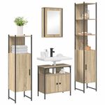 Casa si Gradina - Mobilier - Seturi de mobilier - Seturi baie - Set de mobilier pentru baie cu raft Pe perete cu depozitare cu usa cu oglinda 4 pcs Stejar sonoma - Infinity.ro