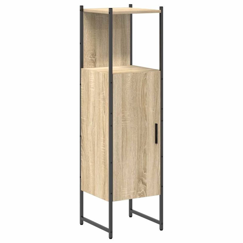 Casa si Gradina - Mobilier - Seturi de mobilier - Seturi baie - Set de mobilier pentru baie cu raft Pe perete cu depozitare cu oglinda 4 pcs Stejar sonoma - Infinity.ro