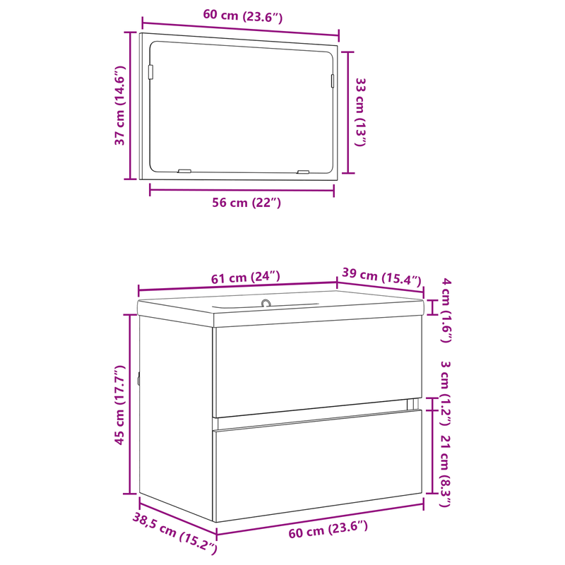 Casa si Gradina - Mobilier - Seturi de mobilier - Seturi baie - Set de mobilier pentru baie 3 pcs stejar artizanal - Infinity.ro