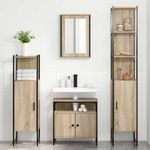 Casa si Gradina - Mobilier - Seturi de mobilier - Seturi baie - Set de mobilier pentru baie cu raft Pe perete cu depozitare cu usa cu oglinda 4 pcs Stejar sonoma - Infinity.ro