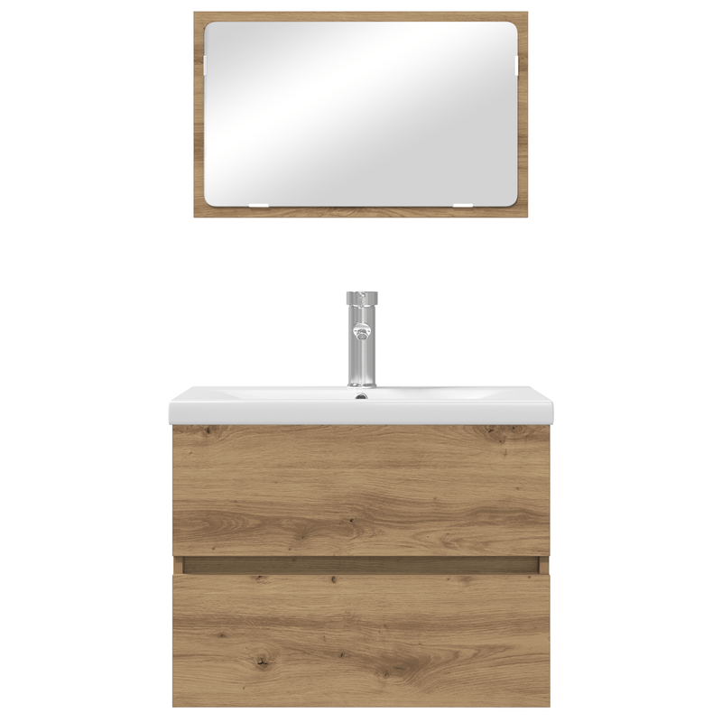 Casa si Gradina - Mobilier - Seturi de mobilier - Seturi baie - Set de mobilier pentru baie cu depozitare cu oglinda 3 pcs Stejar negru - Infinity.ro