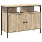 Casa si Gradina - Mobilier - Seturi de mobilier - Seturi baie - Set de mobilier pentru baie cu raft Pe perete cu depozitare cu oglinda 4 pcs Stejar sonoma - Infinity.ro