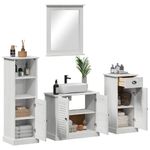 Casa si Gradina - Mobilier - Seturi de mobilier - Seturi baie - Set de mobilier pentru baie cu sertar cu raft Pe perete cu depozitare cu usa cu oglinda 3 pcs alb antichizat - Infinity.ro