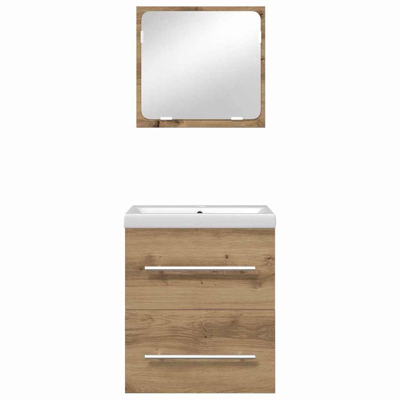 Casa si Gradina - Mobilier - Seturi de mobilier - Seturi baie - Set de mobilier pentru baie cu sertar Pe perete cu depozitare cu oglinda 2 pcs Stejar negru - Infinity.ro