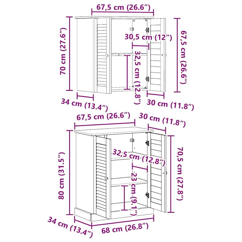 Casa si Gradina - Mobilier - Mobilier baie - Corpuri baie - Set de mobilier pentru baie 2 pcs Maro 67.5 x 34 x 80 cm - Infinity.ro