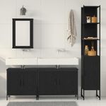 Casa si Gradina - Mobilier - Seturi de mobilier - Seturi baie - Set de Mobilier pentru Baie 4 Piese Negru Stejar Lemn Prelucrat - Infinity.ro