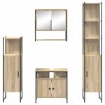 Casa si Gradina - Mobilier - Seturi de mobilier - Seturi baie - Set de mobilier pentru baie cu raft Pe perete cu depozitare cu oglinda 4 pcs Stejar sonoma - Infinity.ro