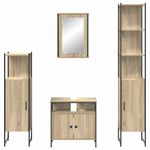 Casa si Gradina - Mobilier - Seturi de mobilier - Seturi baie - Set de mobilier pentru baie cu raft Pe perete cu depozitare cu usa cu oglinda 4 pcs Stejar sonoma - Infinity.ro