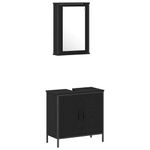 Casa si Gradina - Mobilier - Seturi de mobilier - Seturi baie - Set de Mobilier pentru Baie 4 Piese Negru Stejar Lemn Prelucrat - Infinity.ro