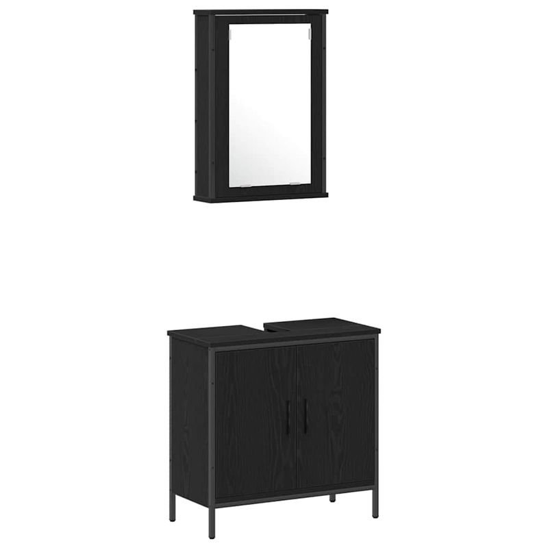 Casa si Gradina - Mobilier - Seturi de mobilier - Seturi baie - Set de Mobilier pentru Baie 4 Piese Negru Stejar Lemn Prelucrat - Infinity.ro