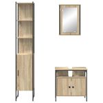 Casa si Gradina - Mobilier - Seturi de mobilier - Seturi baie - Set de mobilier pentru baie cu raft Pe perete cu depozitare cu usa cu oglinda 3 pcs Stejar sonoma - Infinity.ro