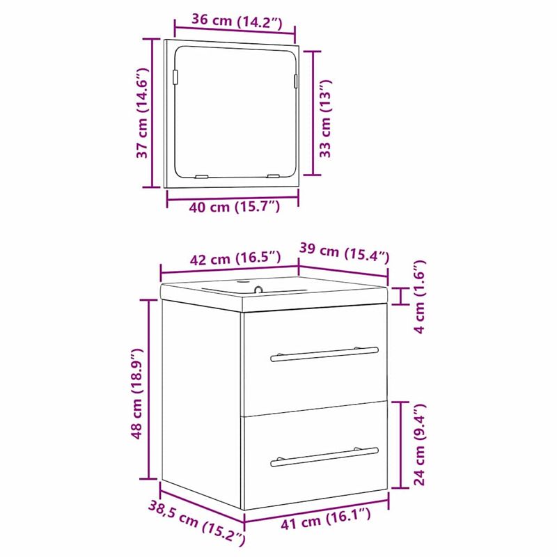 Casa si Gradina - Mobilier - Seturi de mobilier - Seturi baie - Set de mobilier pentru baie 2 pcs Lemn vechi 41 x 38.5 x 48 cm - Infinity.ro