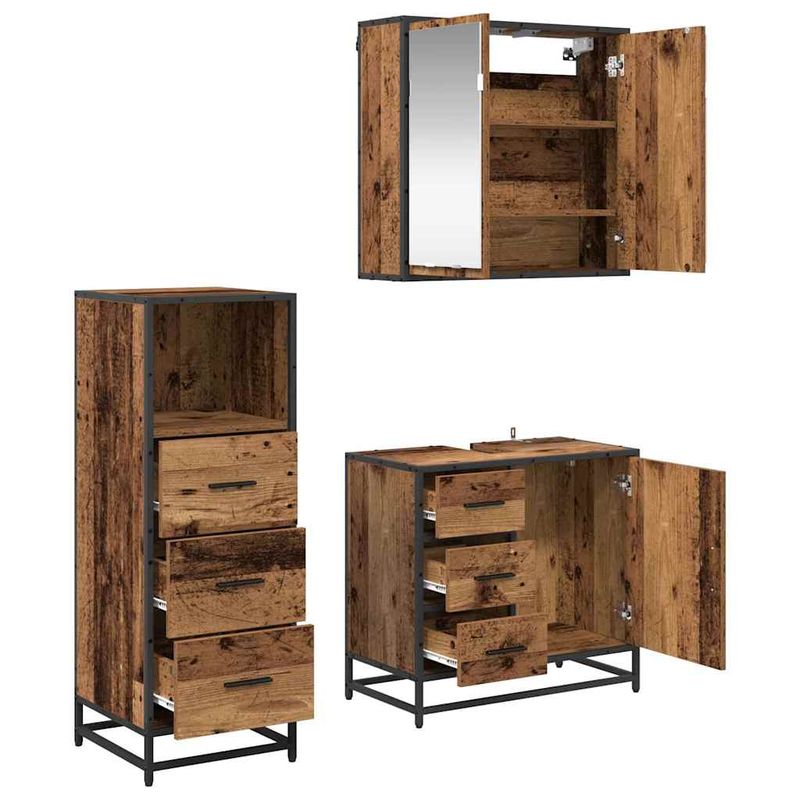 Casa si Gradina - Mobilier - Seturi de mobilier - Seturi baie - Set de mobilier pentru baie 3 pcs Lemn vechi 35 x 37.5 x 100 cm - Infinity.ro