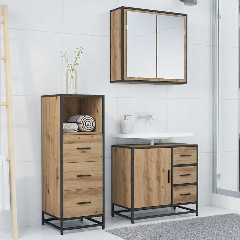 Casa si Gradina - Mobilier - Seturi de mobilier - Seturi baie - Set de mobilier pentru baie cu sertar 3 pcs stejar artizanal - Infinity.ro