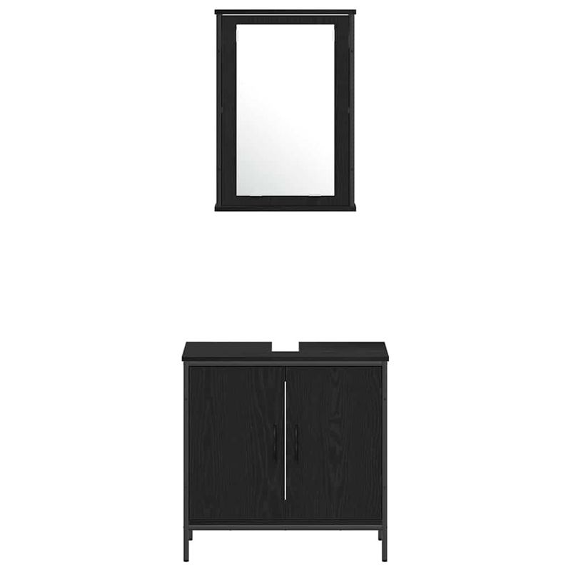 Casa si Gradina - Mobilier - Seturi de mobilier - Seturi baie - Set de Mobilier pentru Baie 4 Piese Negru Stejar Lemn Prelucrat - Infinity.ro