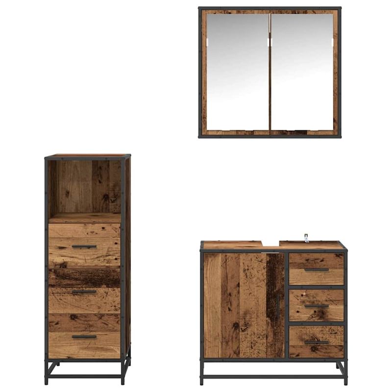 Casa si Gradina - Mobilier - Seturi de mobilier - Seturi baie - Set de mobilier pentru baie 3 pcs Lemn vechi 35 x 37.5 x 100 cm - Infinity.ro