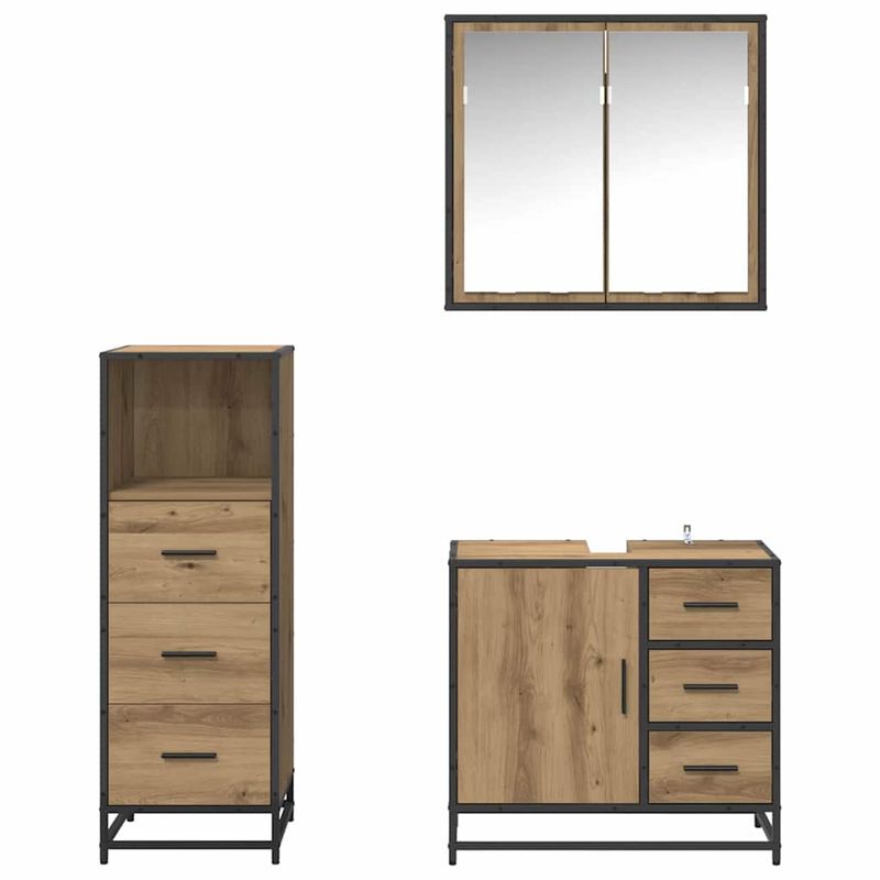 Casa si Gradina - Mobilier - Seturi de mobilier - Seturi baie - Set de mobilier pentru baie cu sertar 3 pcs stejar artizanal - Infinity.ro