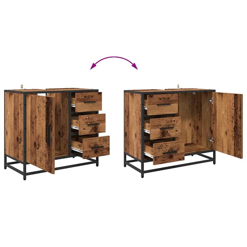 Casa si Gradina - Mobilier - Seturi de mobilier - Seturi baie - Set de mobilier pentru baie 3 pcs Lemn vechi 35 x 37.5 x 100 cm - Infinity.ro