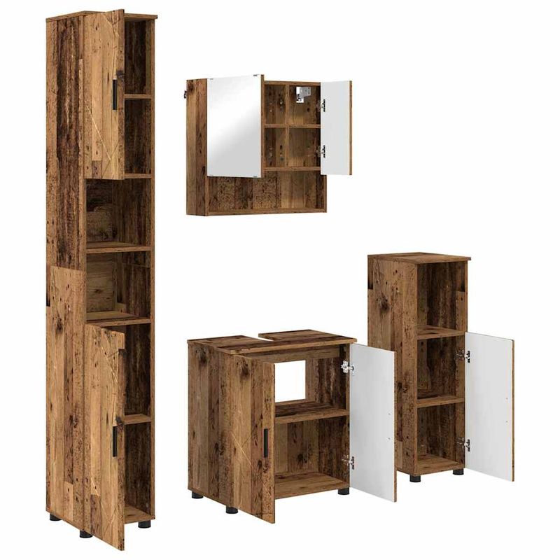 Casa si Gradina - Mobilier - Mobilier baie - Corpuri baie - Set de mobilier pentru baie 4 pcs Lemn vechi 61 x 35 x 64 cm - Infinity.ro