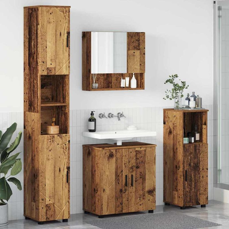 Casa si Gradina - Mobilier - Mobilier baie - Corpuri baie - Set de mobilier pentru baie 4 pcs Lemn vechi 61 x 35 x 64 cm - Infinity.ro