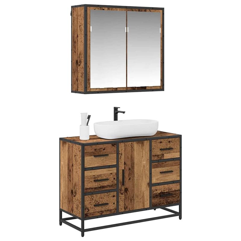 Casa si Gradina - Mobilier - Seturi de mobilier - Seturi baie - Set de mobilier pentru baie 2 pcs Lemn vechi 80 x 33 x 60 cm - Infinity.ro