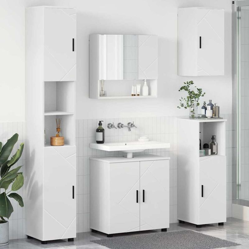 Casa si Gradina - Mobilier - Mobilier baie - Corpuri baie - Set de mobilier pentru baie Pe perete 5 pcs Alb 61 x 35 x 64 cm - Infinity.ro