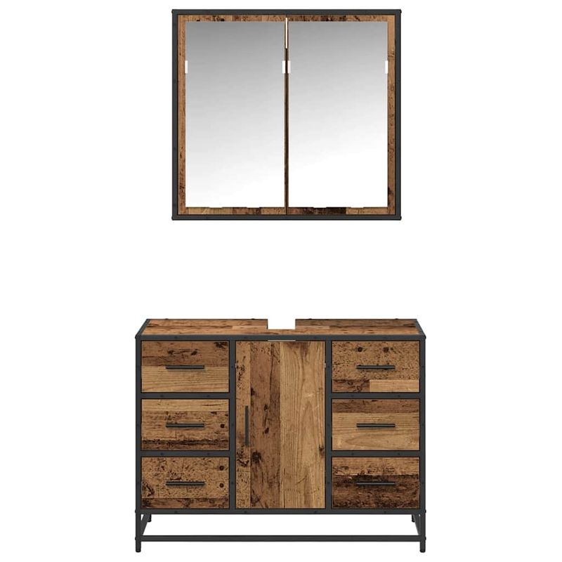 Casa si Gradina - Mobilier - Seturi de mobilier - Seturi baie - Set de mobilier pentru baie 2 pcs Lemn vechi 80 x 33 x 60 cm - Infinity.ro