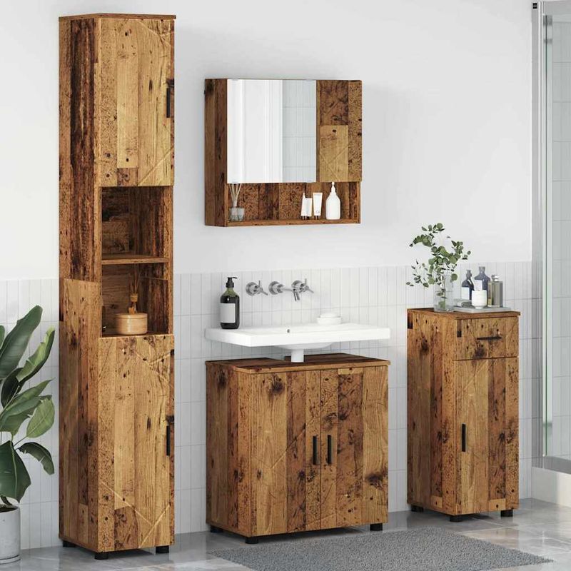 Casa si Gradina - Mobilier - Mobilier baie - Corpuri baie - Set de mobilier pentru baie 4 pcs Lemn vechi 61 x 35 x 64 cm - Infinity.ro