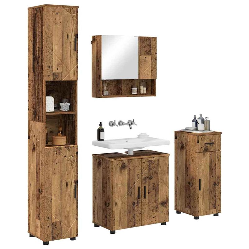 Casa si Gradina - Mobilier - Mobilier baie - Corpuri baie - Set de mobilier pentru baie 4 pcs Lemn vechi 61 x 35 x 64 cm - Infinity.ro
