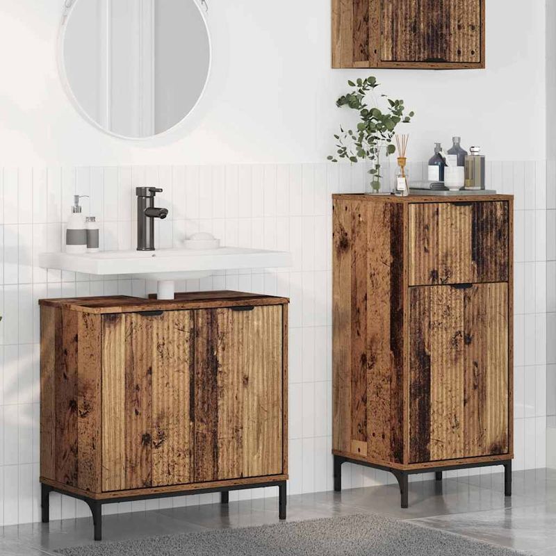 Casa si Gradina - Mobilier - Seturi de mobilier - Seturi baie - Set de mobilier pentru baie 2 pcs Lemn vechi 39.5 x 36 x 88 cm - Infinity.ro