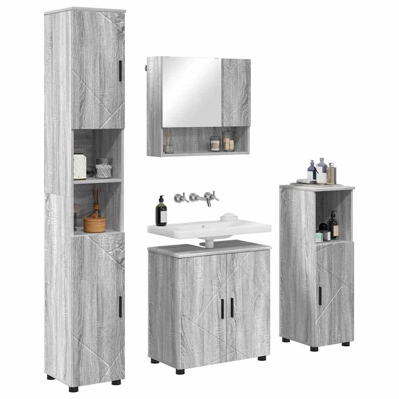 Casa si Gradina - Mobilier - Mobilier baie - Corpuri baie - Set de mobilier pentru baie 4 pcs sonoma gri 61 x 35 x 64 cm - Infinity.ro