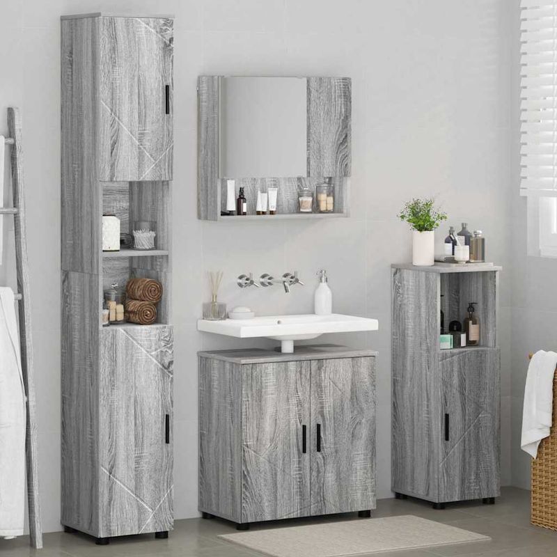 Casa si Gradina - Mobilier - Mobilier baie - Corpuri baie - Set de mobilier pentru baie 4 pcs sonoma gri 61 x 35 x 64 cm - Infinity.ro