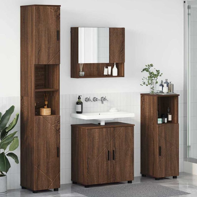 Casa si Gradina - Mobilier - Mobilier baie - Corpuri baie - Set de mobilier pentru baie 4 pcs Stejar brun 61 x 35 x 64 cm - Infinity.ro
