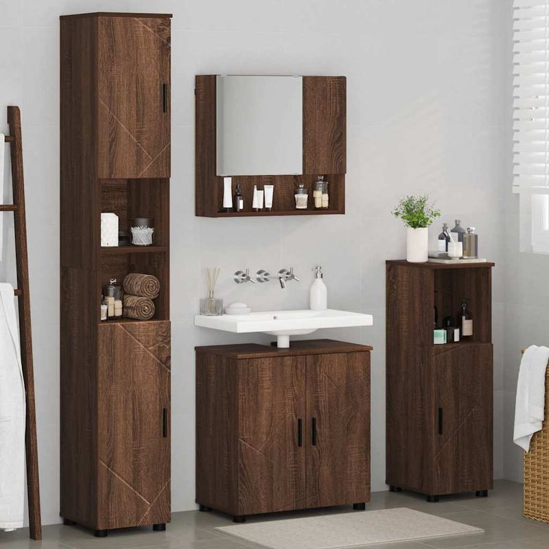 Casa si Gradina - Mobilier - Mobilier baie - Corpuri baie - Set de mobilier pentru baie 4 pcs Stejar brun 61 x 35 x 64 cm - Infinity.ro