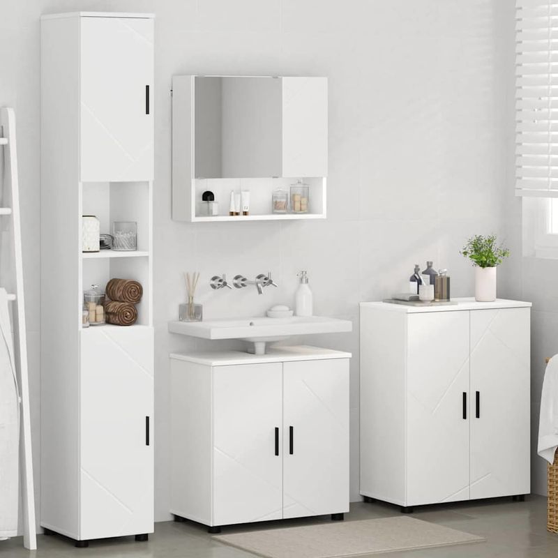 Casa si Gradina - Mobilier - Mobilier baie - Corpuri baie - Set de mobilier pentru baie Pe perete 4 pcs Alb 61 x 35 x 64 cm - Infinity.ro