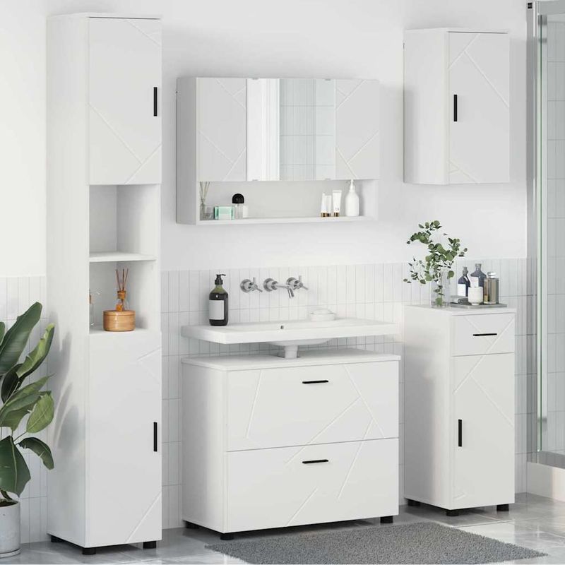 Casa si Gradina - Mobilier - Seturi de mobilier - Seturi baie - Set de mobilier pentru baie cu raft 5 pcs Alb 30 x 35 x 192 cm - Infinity.ro