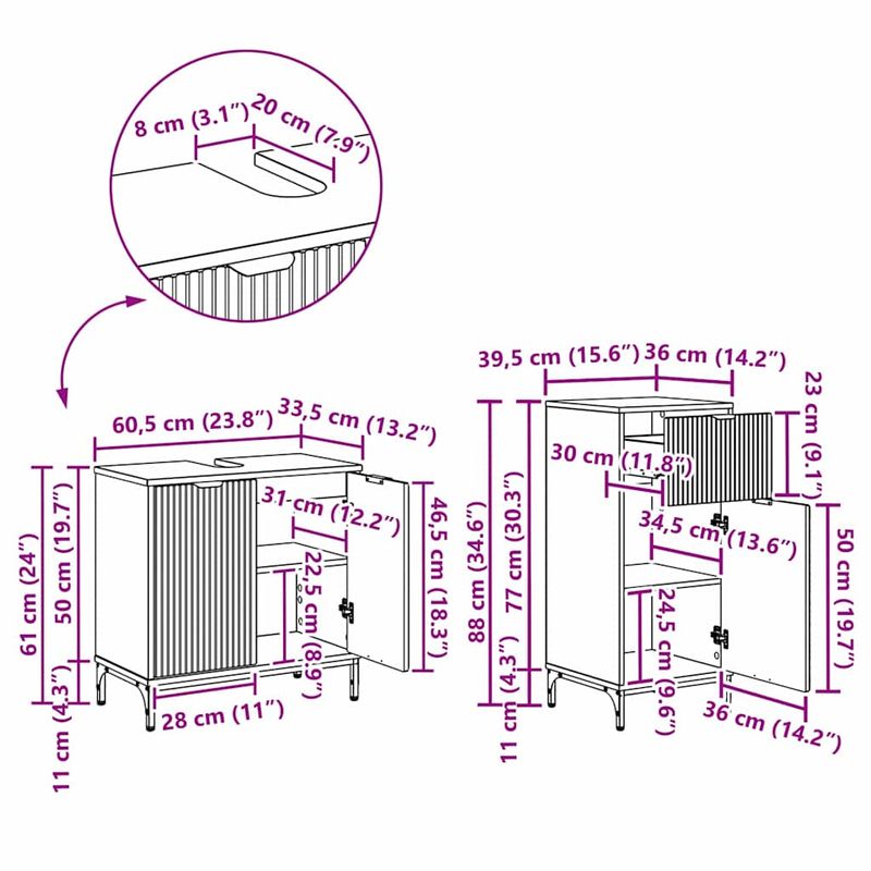 Casa si Gradina - Mobilier - Seturi de mobilier - Seturi baie - Set de mobilier pentru baie 2 pcs Lemn vechi 39.5 x 36 x 88 cm - Infinity.ro