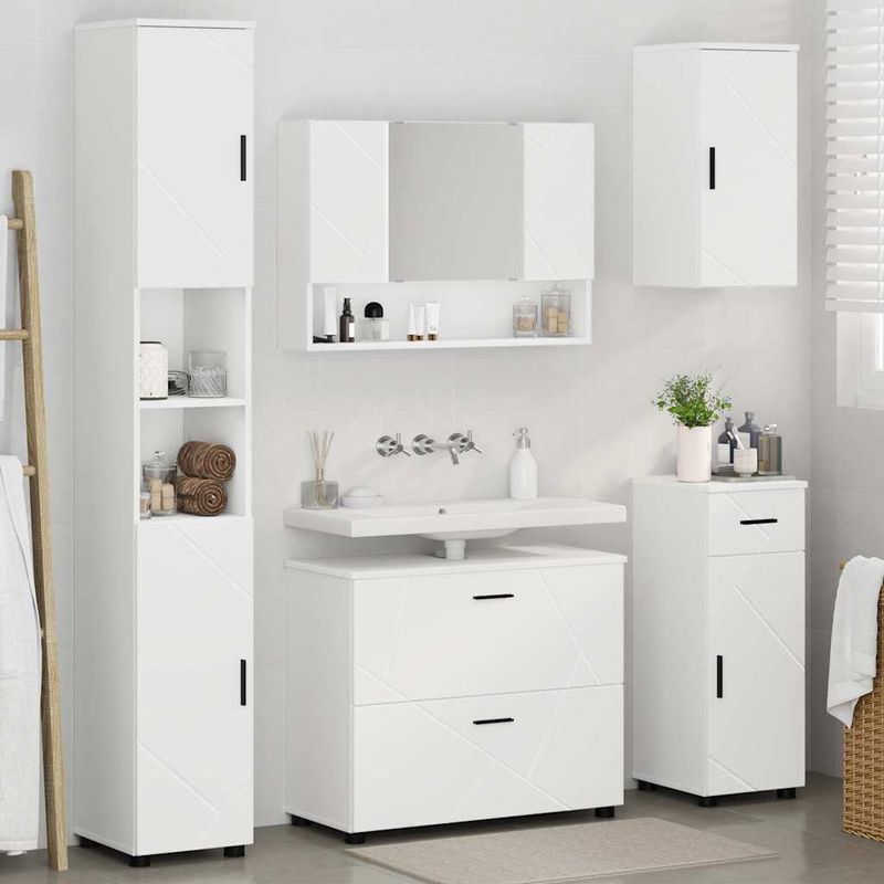 Casa si Gradina - Mobilier - Seturi de mobilier - Seturi baie - Set de mobilier pentru baie cu raft 5 pcs Alb 30 x 35 x 192 cm - Infinity.ro