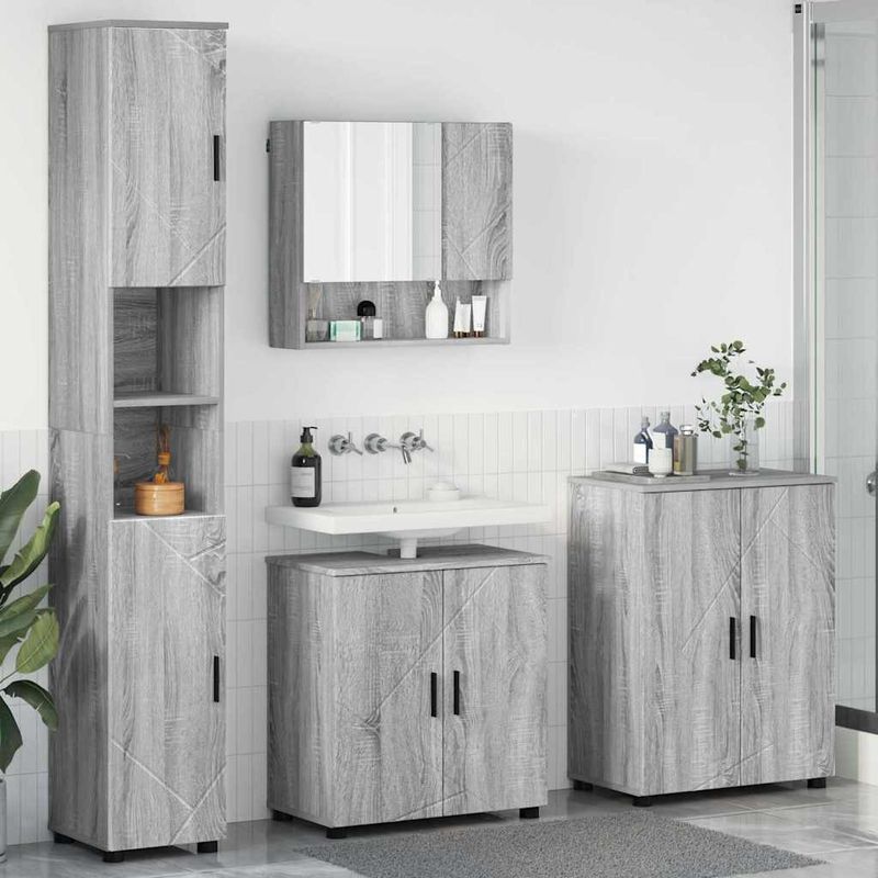 Casa si Gradina - Mobilier - Mobilier baie - Corpuri baie - Set de mobilier pentru baie 4 pcs sonoma gri 61 x 35 x 64 cm - Infinity.ro