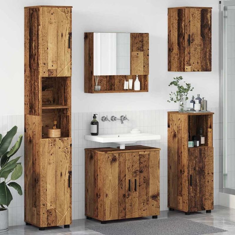 Casa si Gradina - Mobilier - Mobilier baie - Corpuri baie - Set de mobilier pentru baie 5 pcs Lemn vechi 61 x 35 x 64 cm - Infinity.ro
