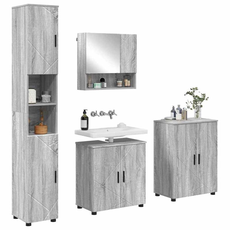 Casa si Gradina - Mobilier - Mobilier baie - Corpuri baie - Set de mobilier pentru baie 4 pcs sonoma gri 61 x 35 x 64 cm - Infinity.ro