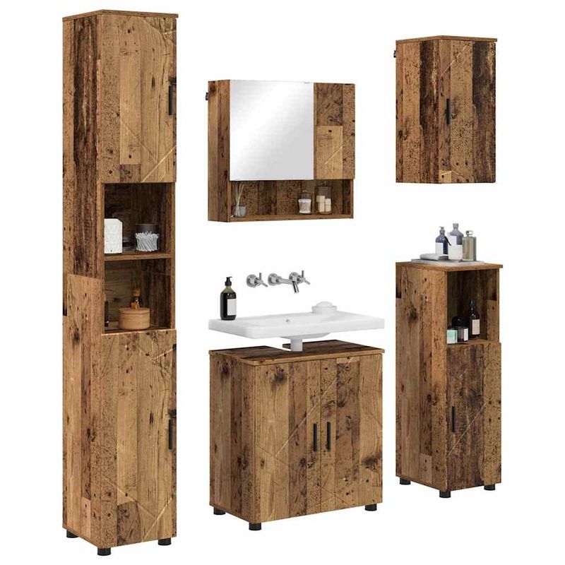 Casa si Gradina - Mobilier - Mobilier baie - Corpuri baie - Set de mobilier pentru baie 5 pcs Lemn vechi 61 x 35 x 64 cm - Infinity.ro