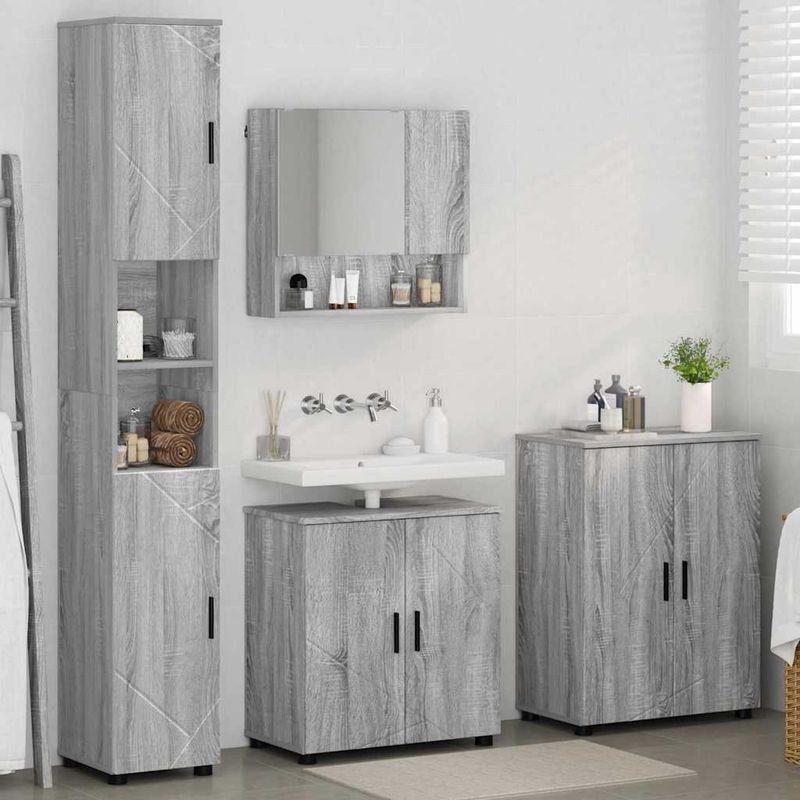 Casa si Gradina - Mobilier - Mobilier baie - Corpuri baie - Set de mobilier pentru baie 4 pcs sonoma gri 61 x 35 x 64 cm - Infinity.ro