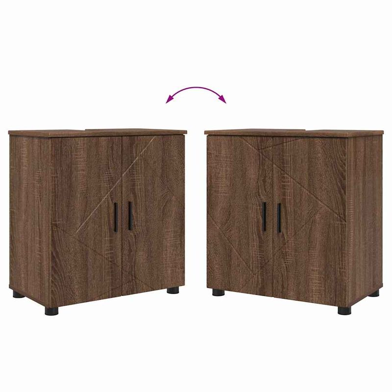 Casa si Gradina - Mobilier - Mobilier baie - Corpuri baie - Set de mobilier pentru baie 3 pcs Stejar brun 61 x 35 x 64 cm - Infinity.ro
